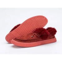 Gomelly Womens Moccasin papuče topla zimska cipele ugodne kuće cipele crvene 4