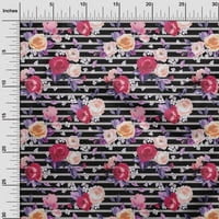 Onuone pamuk fle siva tkanina Stripe & Rose cvjetni šivaći materijal za ispis tkanine sa dvorištem širom