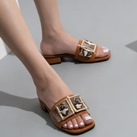 DMQupv vapnene sandale za ženske veličine papuče Ljeto plaža casual kvadratni toboristi papuče za žene