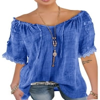 Modne žene Semitransparents van ramena Ležerne vrhove kratkih rukava za kratke rukave Bluze dame majica