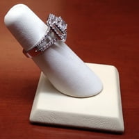Dame 18kt Pave Diamond Double Halo Angažman Prsten sa prirodnim princezom Cut White Sapphire sa 0. CTW