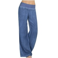 Scyoekwg hlače za žene, ženske hlače casual fasson solidne boje široke pantalone za noge elastične vrećice