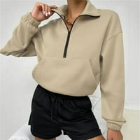 Vučene ženske dukseve prevelizirane polu-zip pulover majice dugih rukava za žene četvrtine zip duksera