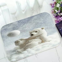 Polarni medvjed zima igranje snježne kuglične prostirke ulaznog prostirnog prostirnog ruskog mat mat