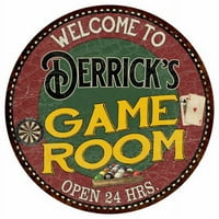 Derrick's Game Room 14 Okrugli metalni znak Bar Kuhinja crveni zid Decor 100140032390