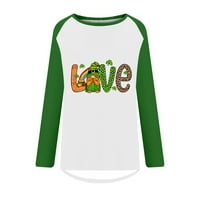Dnevne majice Svetog Patrika za žene Ležerne prilike dugih rukava Love Print TEE Irish Crew Crt Plus