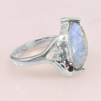 Zemlja dragulje Nakit Rainbow Moonstone Ring-Blue Topaz Ring-Amethyst prsten Sterling Silver Marquise