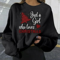 Ženska božićna dukserica slatka smiješna grafička tiskanje tinejdžerske majice Dame udobne meke svjetlosni džemperi
