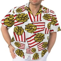 Francuski pomfrit čips košulja za muškarce Retro Big i visoki gumb dolje majice Casual Aloha kratkih rukava s kratkim rukavima