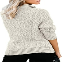 PLNOTME ženski casual patentni zatvarač - izrez runa pulover Duks dugih rukava Ogrlica labava odjeća