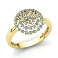 0,33CTW okrugle sjajne gume Bridal halo godišnjica angažman prsten od punog 14k ruža, bijelo ili žuto