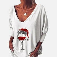 DTIDTPE Ženska božićna majica s dugim rukavima smiješna solidna boja Dan zahvalnosti