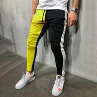Moderan muškarci Čvrsti labavi patchwork pantalone za hlađenje Jogger Pant Yellow
