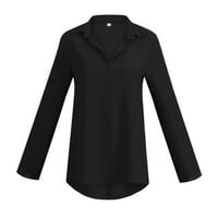 Qwertyu Womens dugme dole bluza dugih rukava tuničke košulje od pune boje Žene plus veličine Ljetni