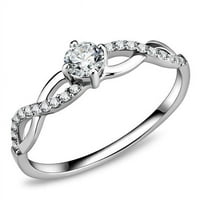 Ženski prsten od nehrđajućeg čelika visokog poliranog od nehrđajućeg čelika sa AAA CRT CZ-om - Veličina 10
