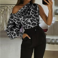 TEJIOJOO ženske plus duksere DROP DROJ TEE Bluza Elegantni tunički vrhovi Žene Modni Leopard Print Štampanje