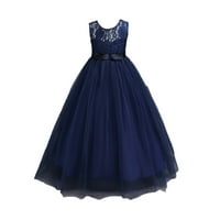 Tkinga modne djece djevojke Bowknot BECKLESS Formalna princeza Zip neto pređa Odjeća za haljinu Plava
