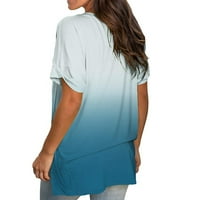 Košulje za žene Grafički labav majica V-izrez kratki rukav gradijentni bluza ženske vrhove