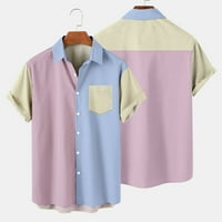 Havajske majice za muškarce veliki i visoki redovni montirani trendy ljetni kratki rukav u boji blok