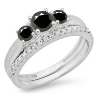 DazzlingRock kolekcija 1. Carat 14K Crno-bijeli dijamantni kamen zaručni prsten za angažman set CT,