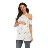 Giligiliso Clearence Majznička pamučna odjeća za žene od tiskane majice od ramena plus veličina nose