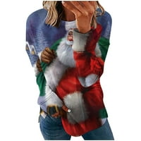 USMIXI TENDERIRS zimski duks za žene Ženska božićna posadna dukserica Labavi Ležerni rukav Xmas pulover