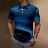 Polo majice za muškarce prugasti ispis ljetni modni casual digitalni 3D tisak rever gumba kratka rukava