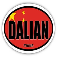 Dalian China zastava OVAL naljepnica vinil