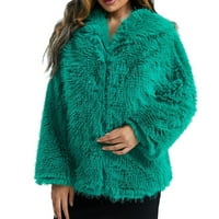 Fuzzy jakne prsluk za žene Zip up ženske umjetne vune dugih rukava dugačka jakna dugih rukava karoserija