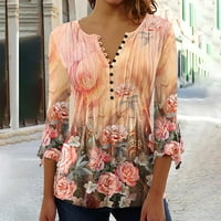 Ženski Ljetni proljetni rukav V izrez Casual Lable Tunic Tops bluze, narandžasti S-XXXL