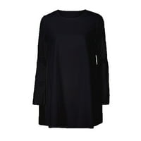 Ženske haljine Ženska jesen Ležerne prilike O-izrez dugih rukava Šifonska labava kratka mini haljina crna