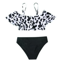 Djevojke kupaće odijelo odijelo krava za ispis suspender pune boje kratke hlače ljetne dvodijelne s