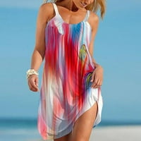 Ženske haljine bez rukava Crewneck cvjetna haljina za printu za plažu Vintage haljina 50s Haljina Plaža
