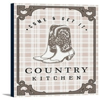 Country Kitchen - kaubojske čizme na plairu - umjetničko delo prešana sa fenjerom