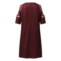 Ljetne haljine za prodaju za žene za žene kratki rukav patchwork haljina V-izrez hladno rame midi fit