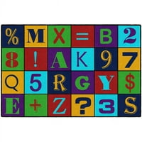 Vodeći tepisi CE482-22W Broj abecede Jumble ćisamljivi - pravougaonik