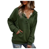DMQupv dugačke dukseve sa duksevima Žene plus veličina Žene prevelikih zip pulover dugih rukava četvrti zip trendy hoodie ouffits tinejdžerke pad y2k vojska zelena XL