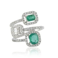 14k bijeli zlatni dijamantni prsten smaragd draguljastog godišnjice ženske nakit