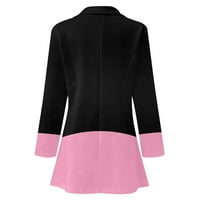 KPOPLK Žene Business Solid Blazer kaputi dugih rukava Elegantne džepove Loose Jackes Pink, L