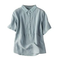 Manxivoo majice za žene Ženska posteljina majica s majica kratkih rukava okrugla vrat uredske košulje casual poslovni vrhovi vitkih majica