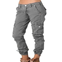 Paille Woungewear sa srednjim strukom Drće ravne pantalone Ležerne prilike Cargo Pant Sive S