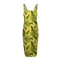 Ženske haljine okrugli dekolte cvjetni rukavac bez rukava dužina koljena bodycon haljina zelena m