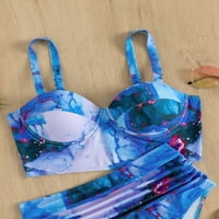 Wendunide Swim odijelo za žene Vintage Print Push Up Bikini kupaći kostim Dva retro Halter Ruched Front