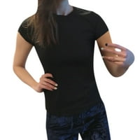 Cleance Women Bluzes Dressy kratki rukav casual bluza Čvrsta žena Bluuses Crew Crt Laba, crna, xxl