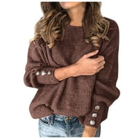 Ženski džemper Modni gornji nagib nakloni čvrsti gumbi Pleteni Ležerne prilike toplo duga ruka topla