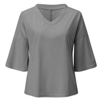 Ženska bluza Ležerne prilike pune boje V-izrez Pletena majica Pletena majica Top bluza Žena Business Dressing