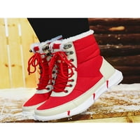 Crocowalk Ženske zimske čizme Vodootporna široka širina Muška srednja teletska čizme čipke zimske cipele na otvorenom crveno 7,5