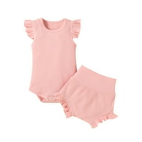 Newborn Baby Girls Outfit za ljetne odjeće za plažu Toddler Baby Ljetna odjeća bez rukava Top hlače, ružičasto 90