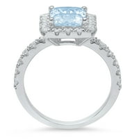 3,84ct smaragdni rez plavi simulirani dijamant 14k Bijelo zlato ugraviranje izjava svadbeni godišnjica Angažman vjenčanje halo prstena veličine 11