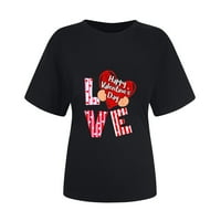 Olyvenn je smanjio valentinovo kratki rukav kratki ružini bluze za bluze za žene za žene Ljubite srce
